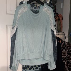 Free People Long Gorgeous Puffy Sleeved Top Large